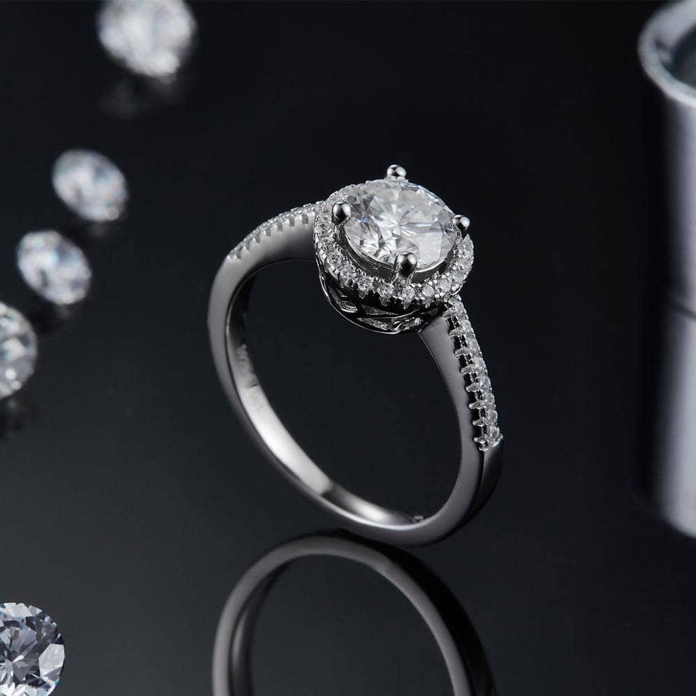 1Ct VVS1 Diamond Halo Engagement Ring-Black Diamonds New York