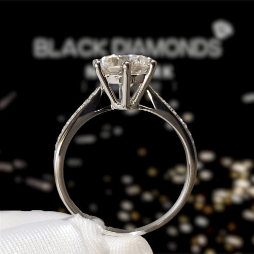 2 Carat 6 Claws 8mm Round Cut Diamond Engagement Ring-Black Diamonds New York