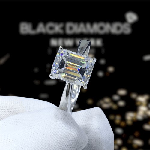 2 Carat Emerald Cut D Color Diamond Engagement Ring-Black Diamonds New York
