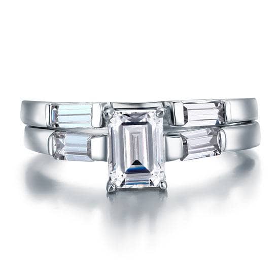 2-Pcs Wedding Band Engagement Ring Set-Black Diamonds New York