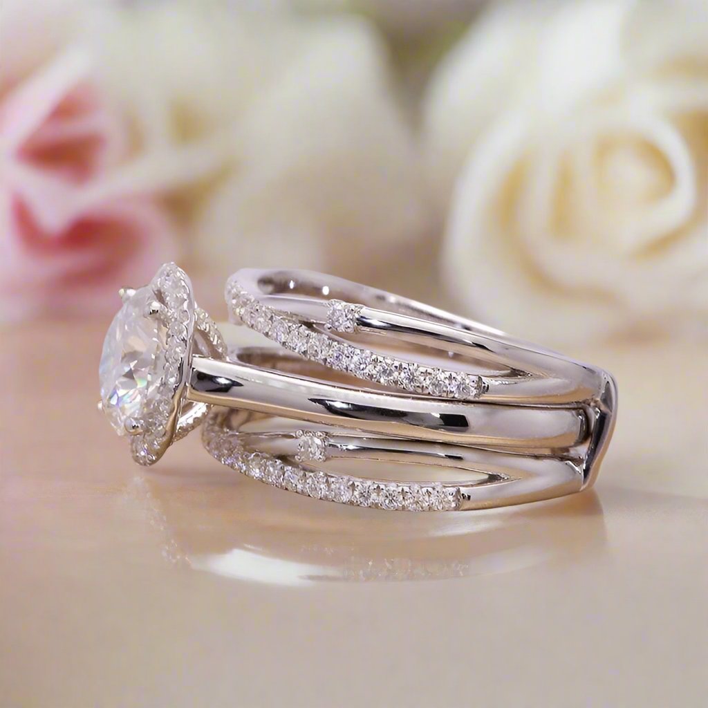 New 14k white gold wedding ring deals set