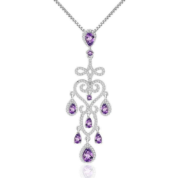 2.18Ct Natural Purple Amethyst Pendant Necklaces from Black