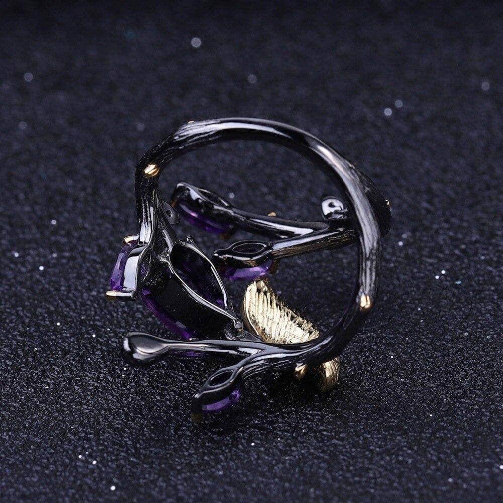 Natural Amethyst Butterfly Earrings Genuine 925 Sterling Silver Handmade Butterfly Branch Drop Earrings buying for Women