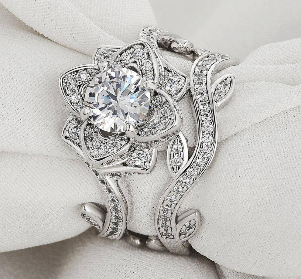 2.3ct Flower Shape Round Created Diamond Ring-Black Diamonds New York