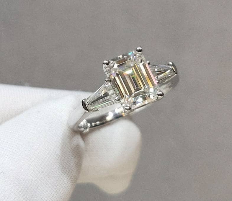 2ct Emerald Cut Diamond Three Stone Engagement Ring from Black Diamonds ...