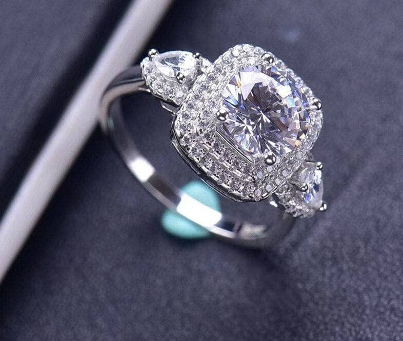 2ct Round Cut Diamond Double Halo Engagement Ring-Black Diamonds New York
