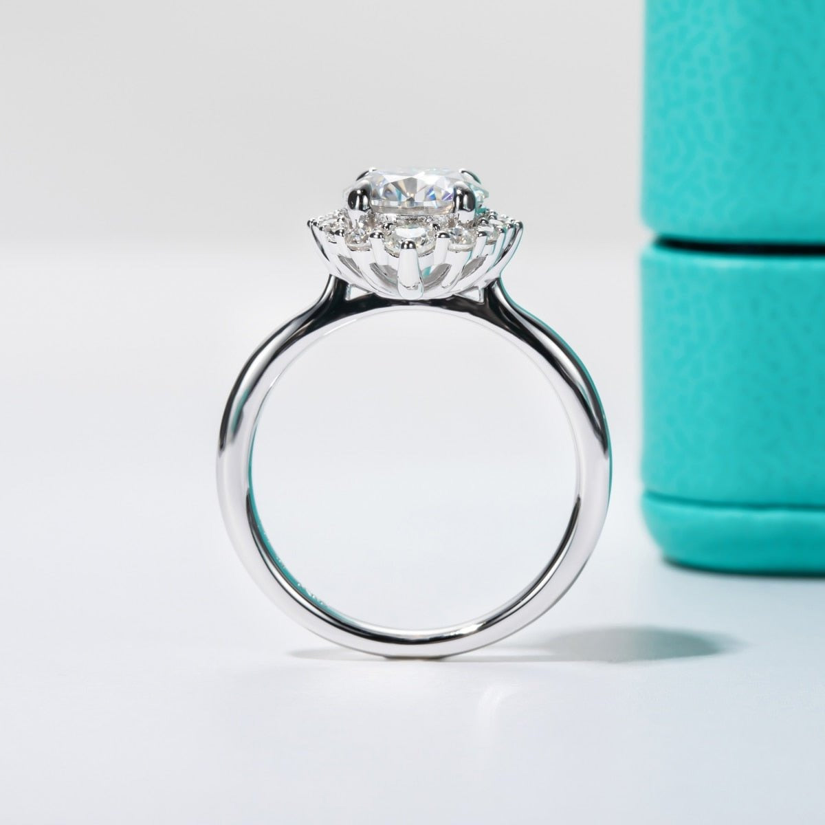 2ct Round Cut Diamond Halo White Gold Engagement Ring-Black Diamonds New York