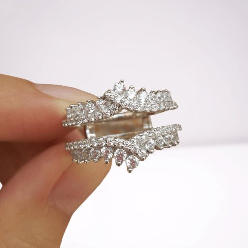 2PCS Detachable Created Diamond Ring Set-Black Diamonds New York