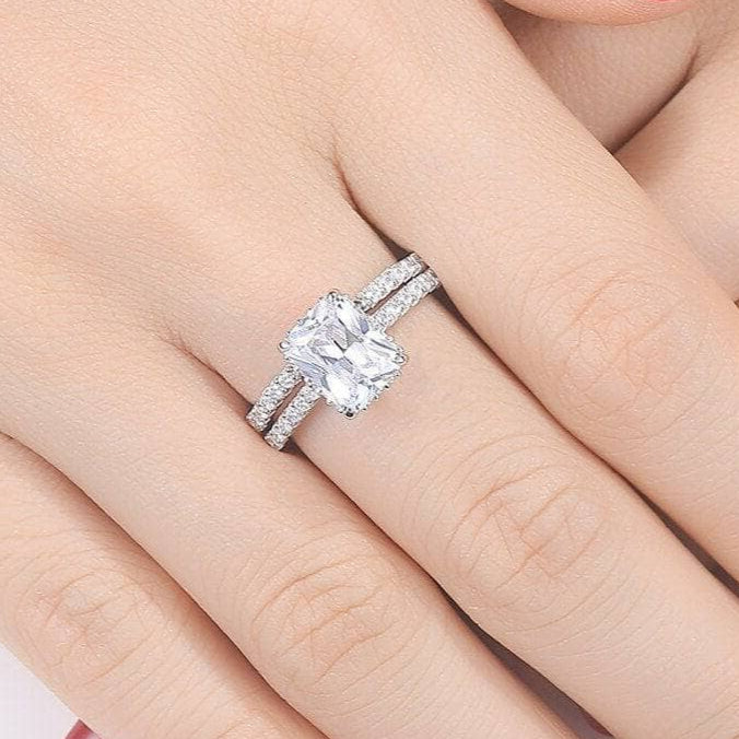 2Pcs Rectangle Princess Cut EVN Stone Engagement Ring from Black Diamonds New York