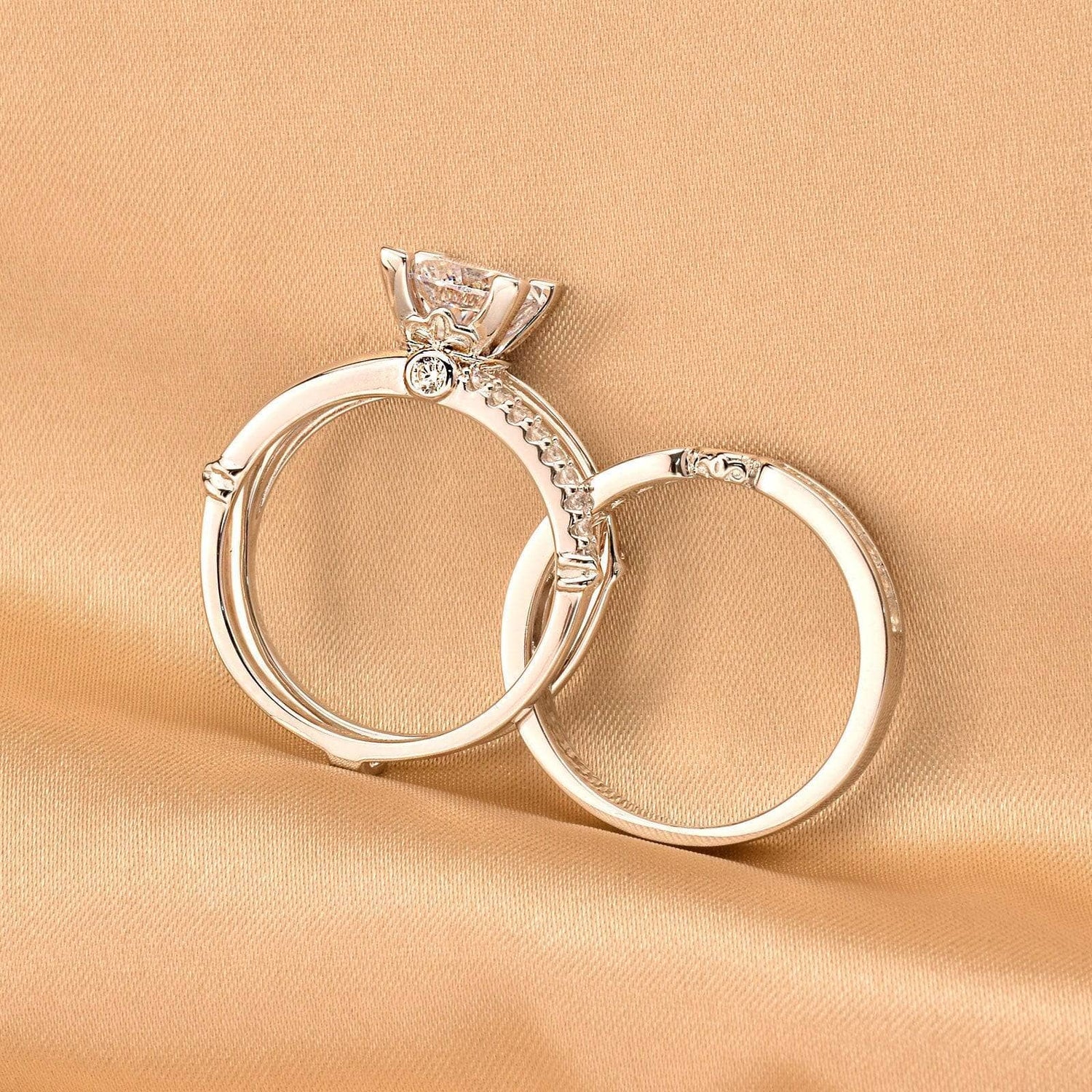 2pcs Round Cut Created Diamond Wedding Ring Set-Black Diamonds New York