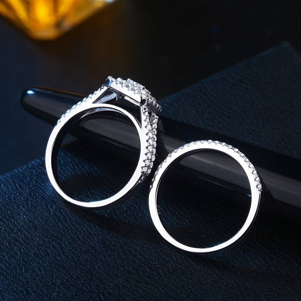 2Pcs Round Created Diamond Engagement Ring Set-Black Diamonds New York