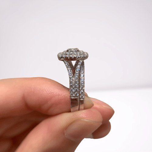 2Pcs Round Created Diamond Engagement Ring Set-Black Diamonds New York