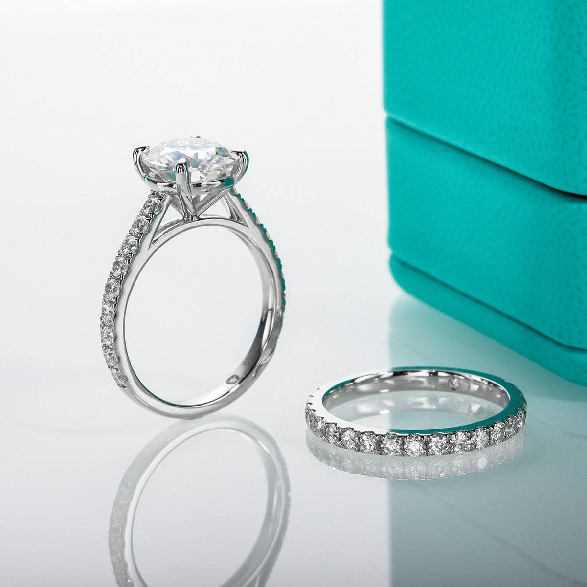 3 Carat Round Cut Diamond Engagement Ring Set-Black Diamonds New York