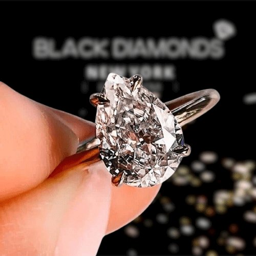 3.0 Carat Pear Cut Diamond Ring Set-Black Diamonds New York