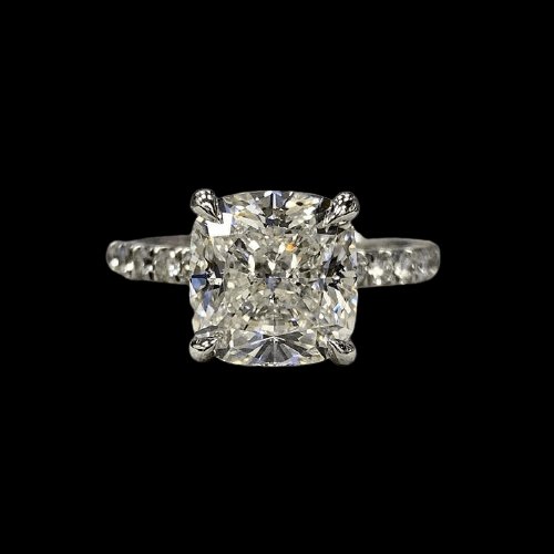 3.0ct Cushion Cut Diamond Engagement Ring-Black Diamonds New York