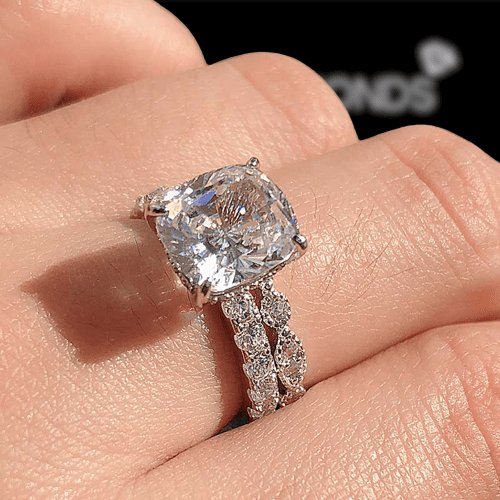 3.0ct Cushion Cut Simulated Diamond Wedding Ring Set-Black Diamonds New York