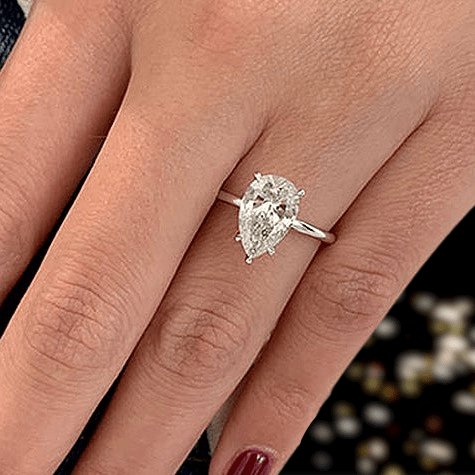 2.5 CT Pear Cut Colorless Moissanite Engagement Ring, Solitaire Ring, Anniversary Gift Ring, Pear Wedding Ring, 14K Yellow Gold Pear Ring outlet