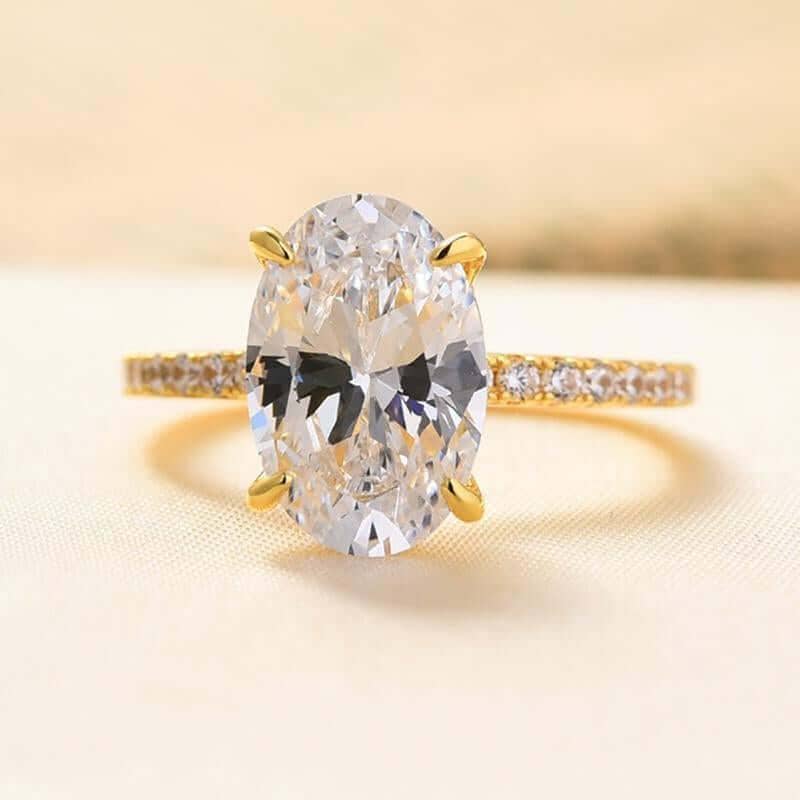 3.50ct Oval Cut Simulated Diamond Yellow Gold Engagement Ring-Black Diamonds New York