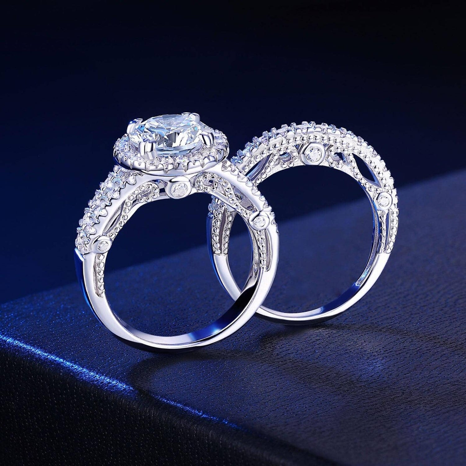 Newshe Engagement Rings for Women Wedding Ring Set 925 Sterling