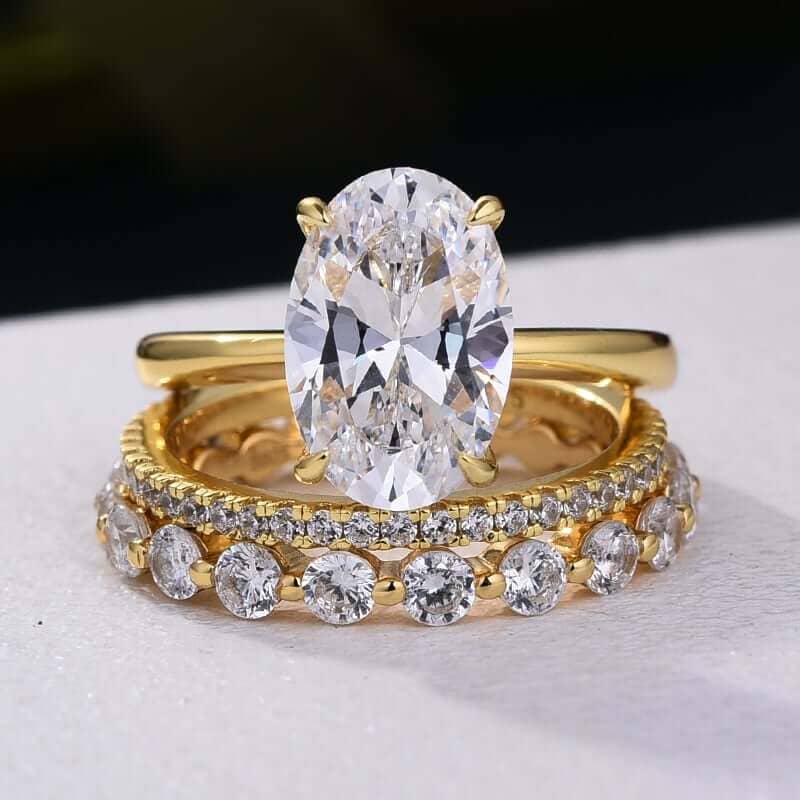 Oval selling cut sona simulated diamond engagement ring set