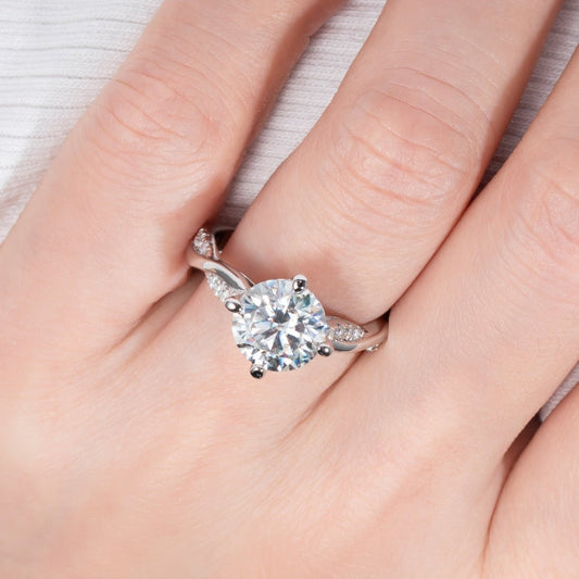 3ct Round Cut Diamond Twist Band Engagement Ring-Black Diamonds New York