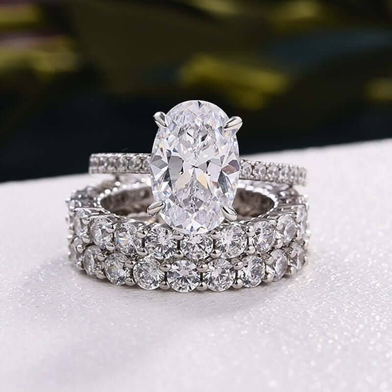 3pcs Stunning Oval Cut Simulated Diamond Wedding Set-Black Diamonds New York