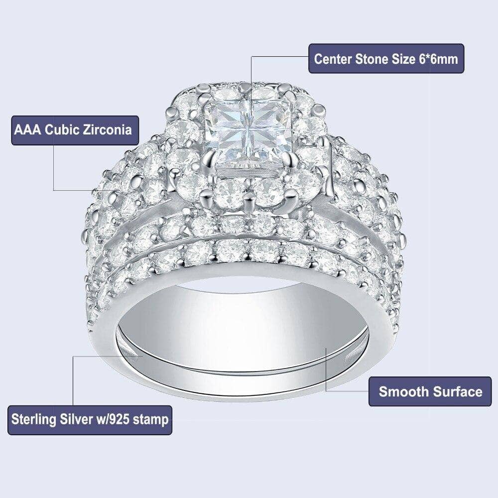 4 Carats Cross Cut Created Diamond Ring Set-Black Diamonds New York