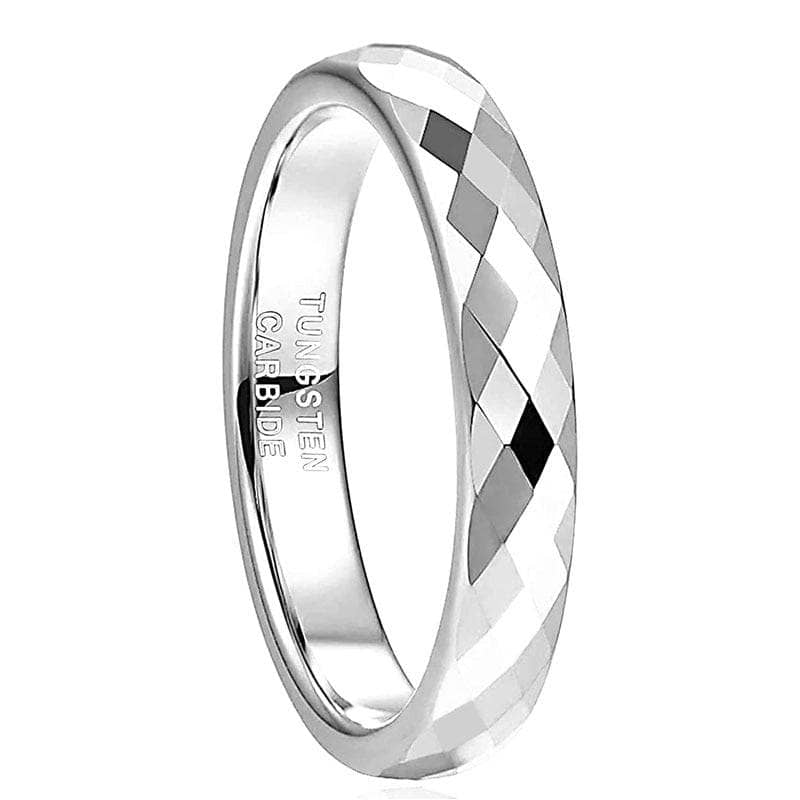 Black Tungsten Faceted Wedding Band Personalized Tungsten Ring store 4mm Tungsten Band