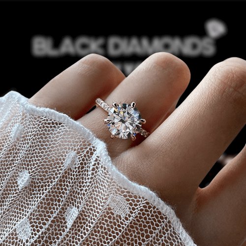 1.72 Ct. Round Cut Natural Diamond 6 Prong Pave Diamond Engagement Ring  (GIA Certified) | Diamond Mansion