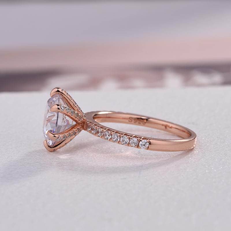 Unique precious engagement ring, situmulated diamond enagagement ring, fashion rose gold