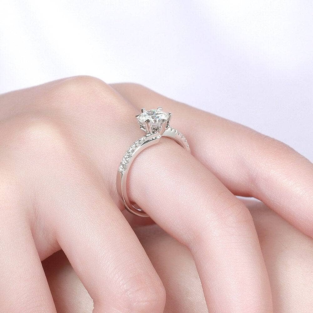 6.5mm 1ct Round Cut Diamond Engagement Ring-Black Diamonds New York