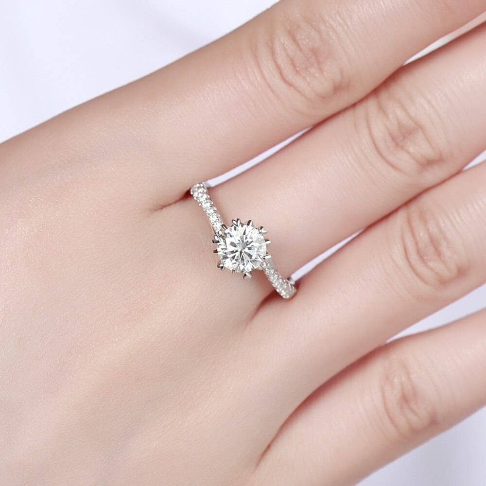 6.5mm 1ct Round Cut Diamond Engagement Ring-Black Diamonds New York