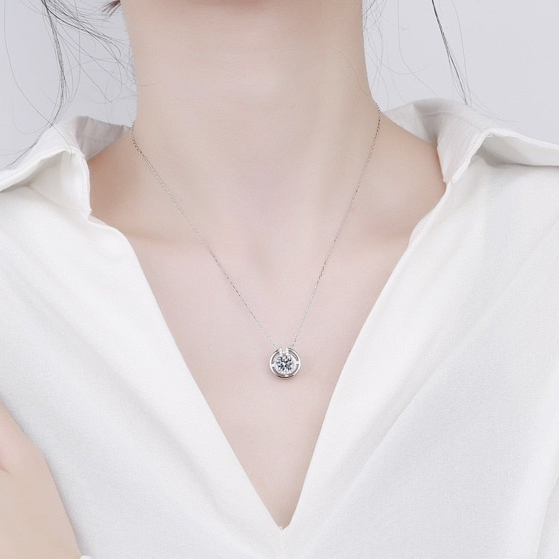 6.5mm 1CT Round Cut Diamond Pendant Necklace-Black Diamonds New York