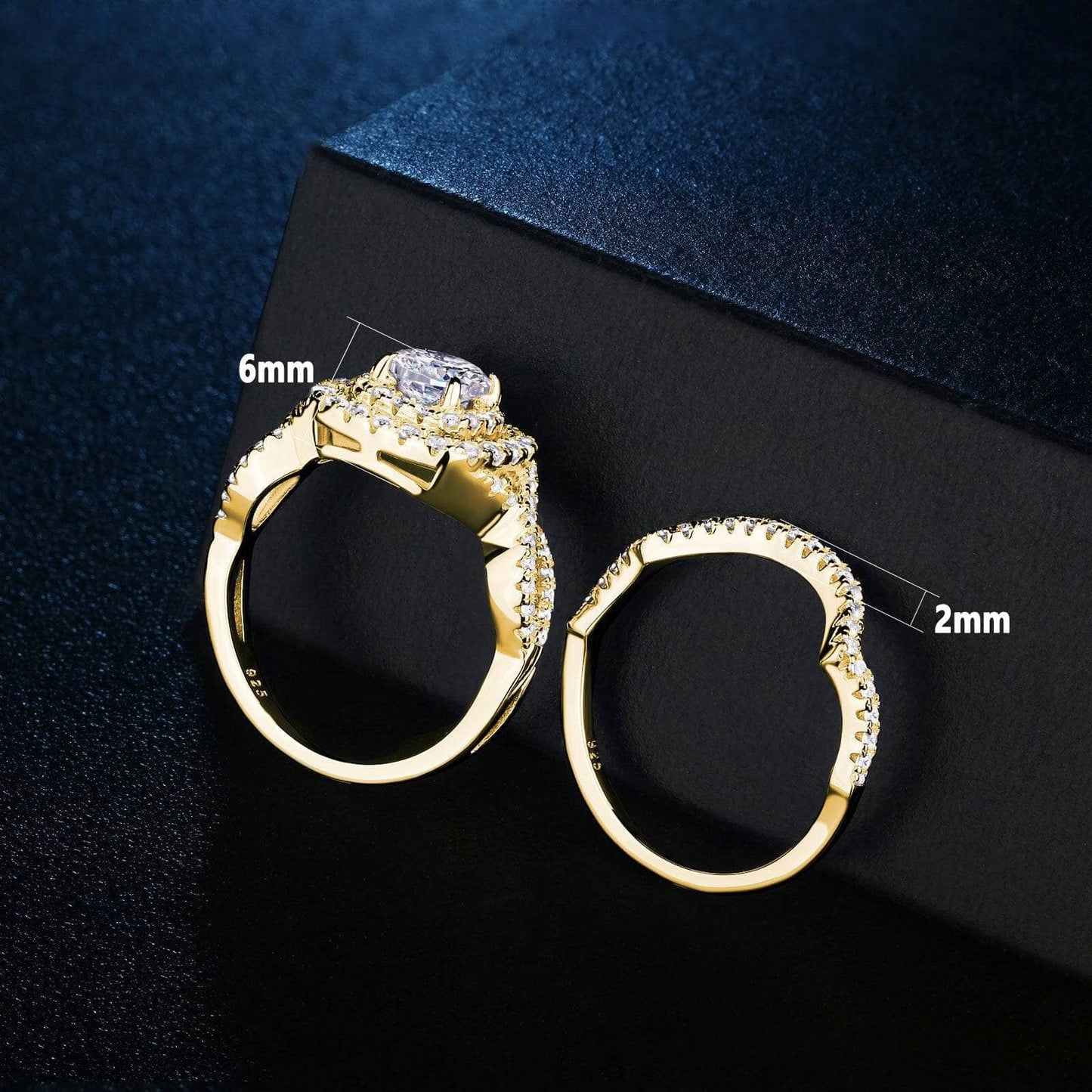 6*6mm Round Cut Created Diamond Halo Engagement Ring-Black Diamonds New York