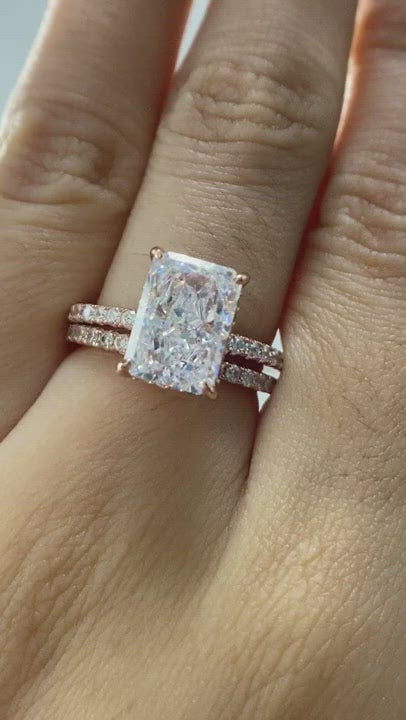 Rose Gold 3.5ct Radiant Cut Wedding Ring Set