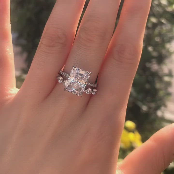 Radiant Cut Simulated Diamond Wedding Set