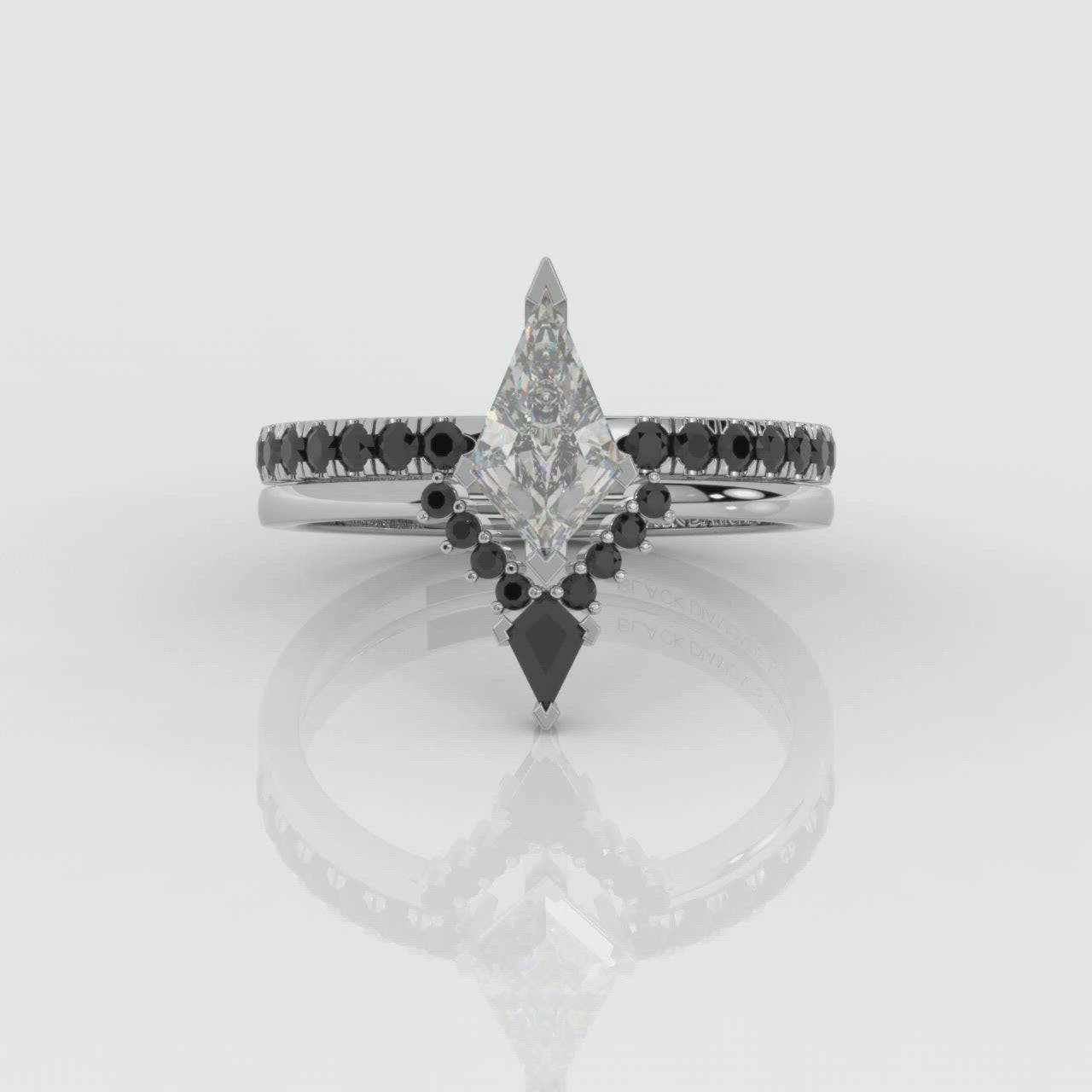 Power- Colorless Kite-Shaped Diamond 14k White Gold Unique Ring