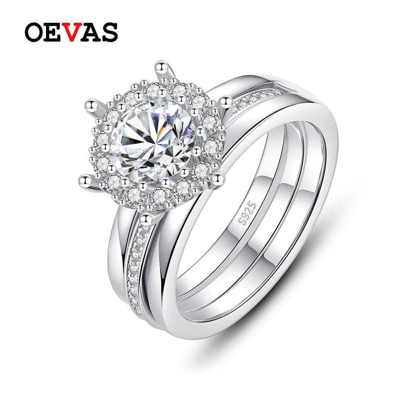 OEVAS Sparkling Real 1 Carat Diamond Bridal Rings Set Top Quality 100% 925 Sterling Silver Wedding Party Fine Jewelry Gifts-Black Diamonds New York