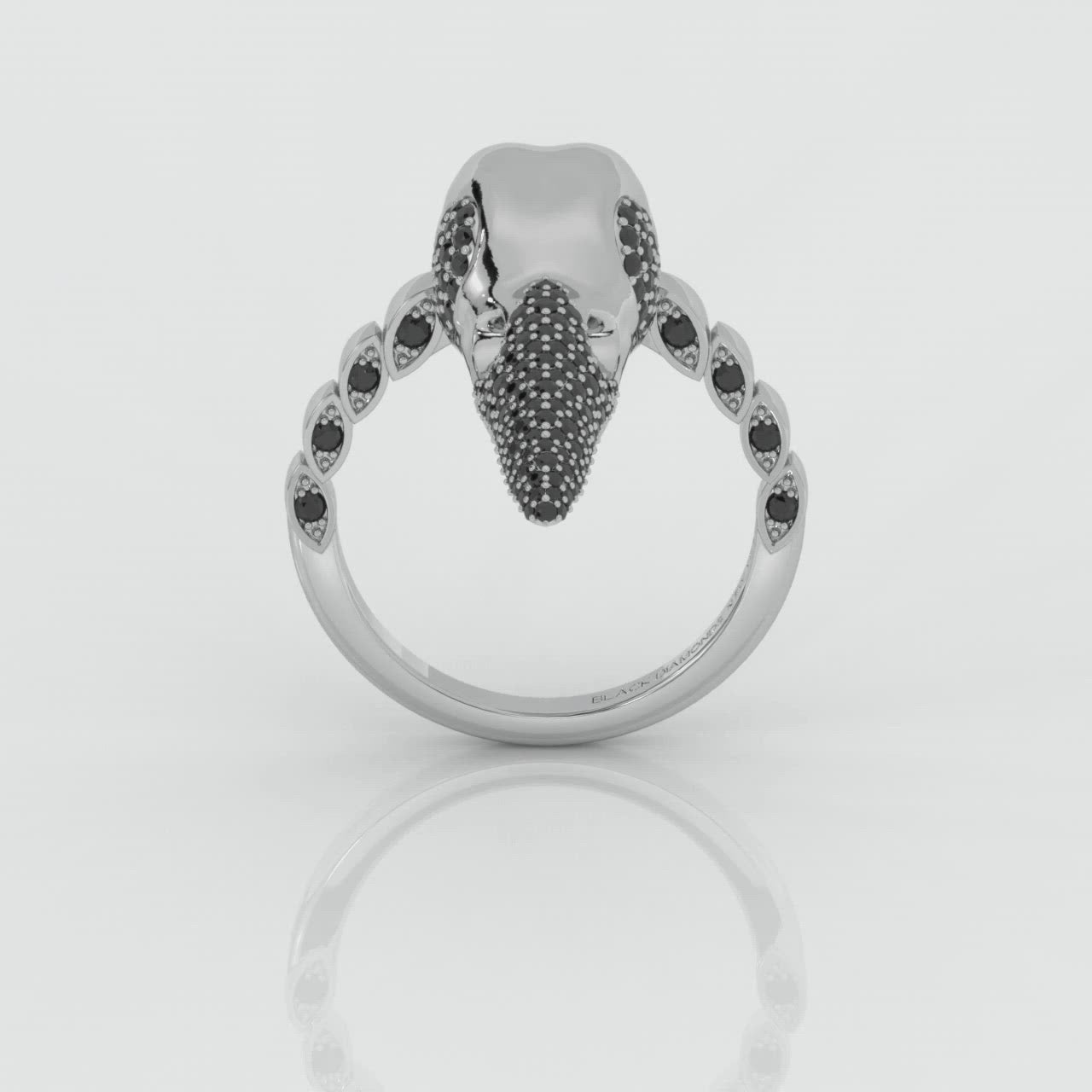 Forevermore- Paved Diamond Raven Skull Engagement Ring