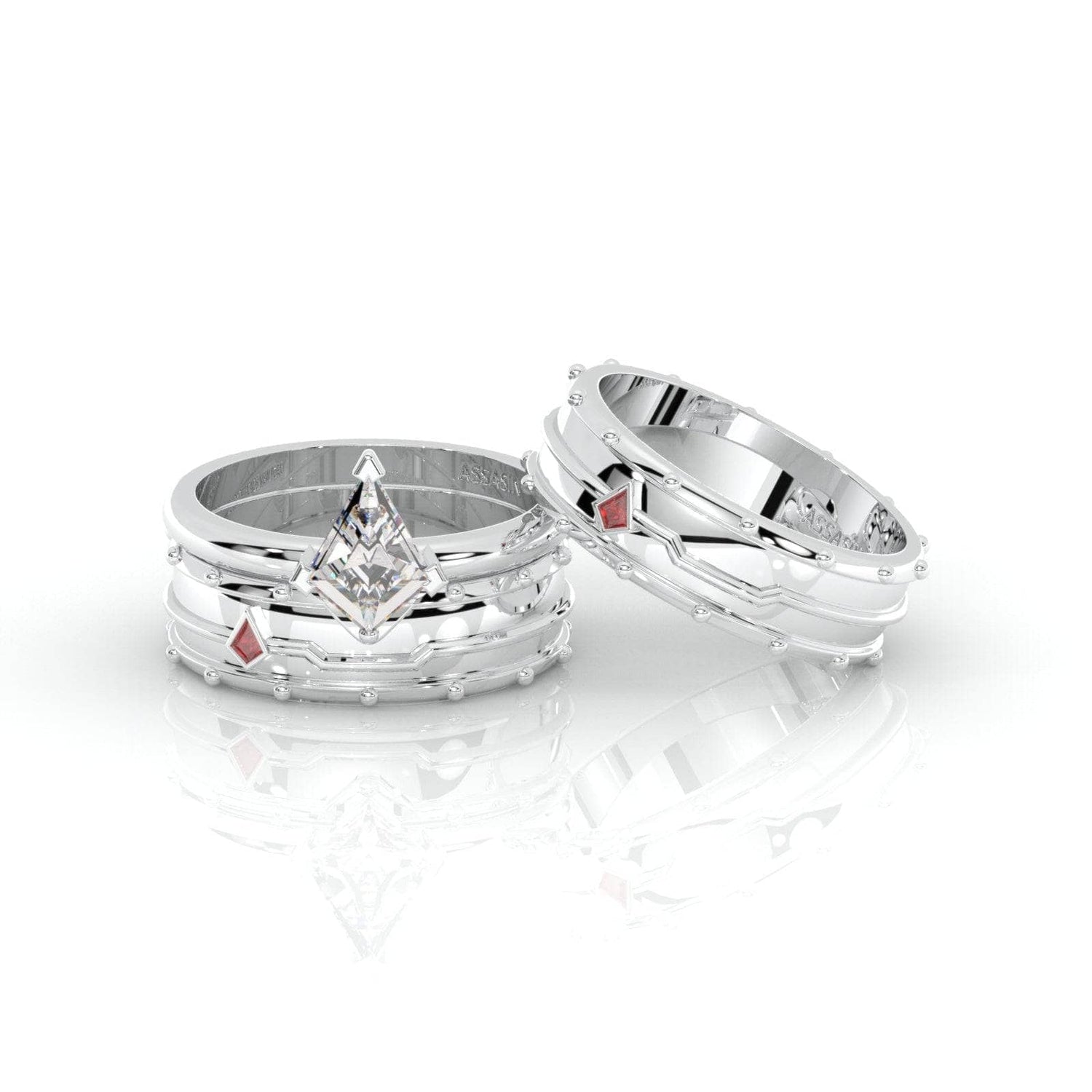His Her Matching Engagement Wedding Ring Set Bat Couple Rings