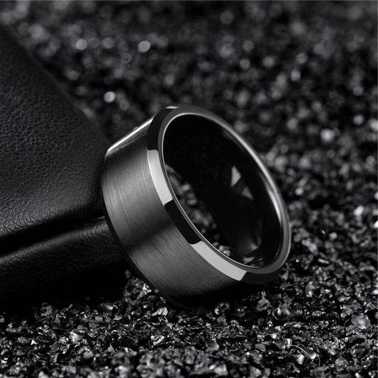 Black Matte 10mm Tungsten Carbide Wedding Band-Black Diamonds New York