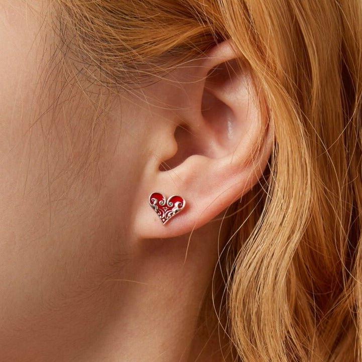 10K Solid Gold/ Tiny Poker Heart order Stud Earrings - 10K Solid Gold