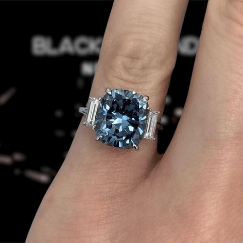 3 buy Carat Certified Stunning Blue Diamond Men's Ring with Accents. Amazing Design, Wedding Ring ,Engagement Ring! Great Shine & Luster