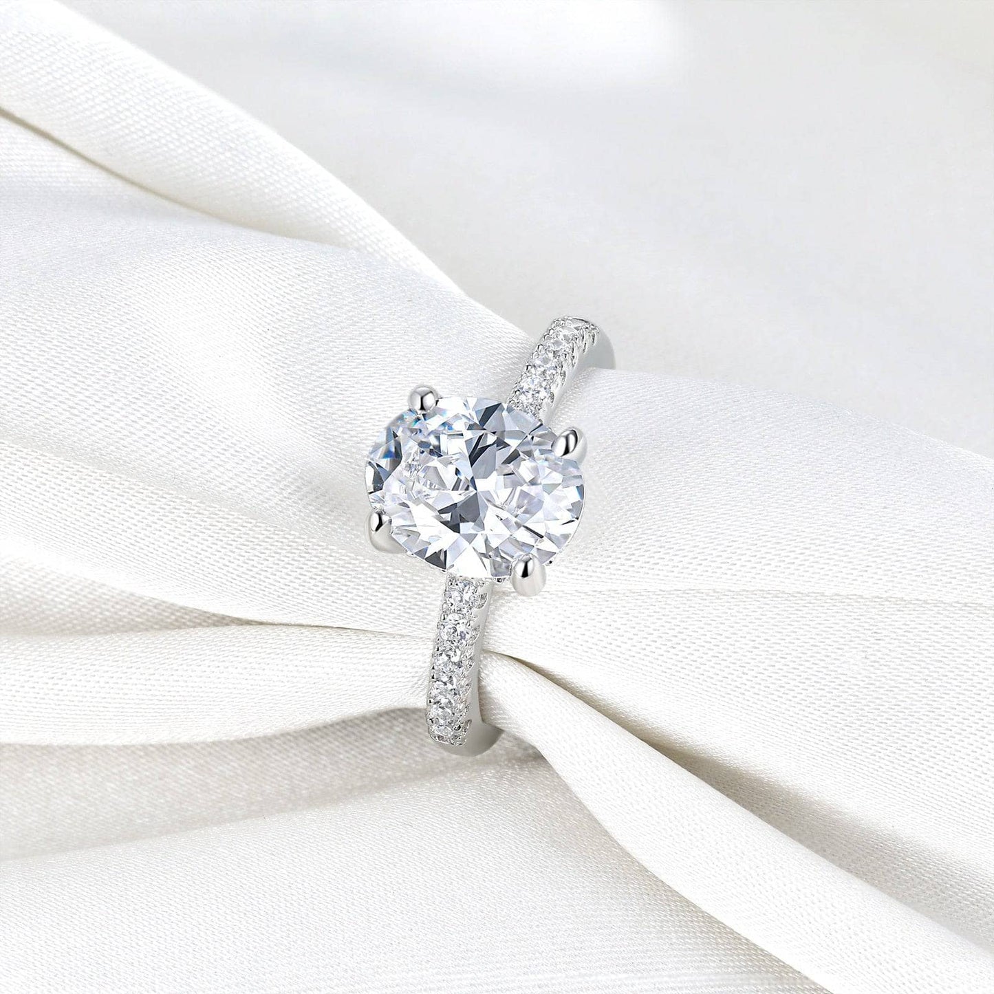 Brilliant Oval Cut Created Diamond Engagement Ring-Black Diamonds New York