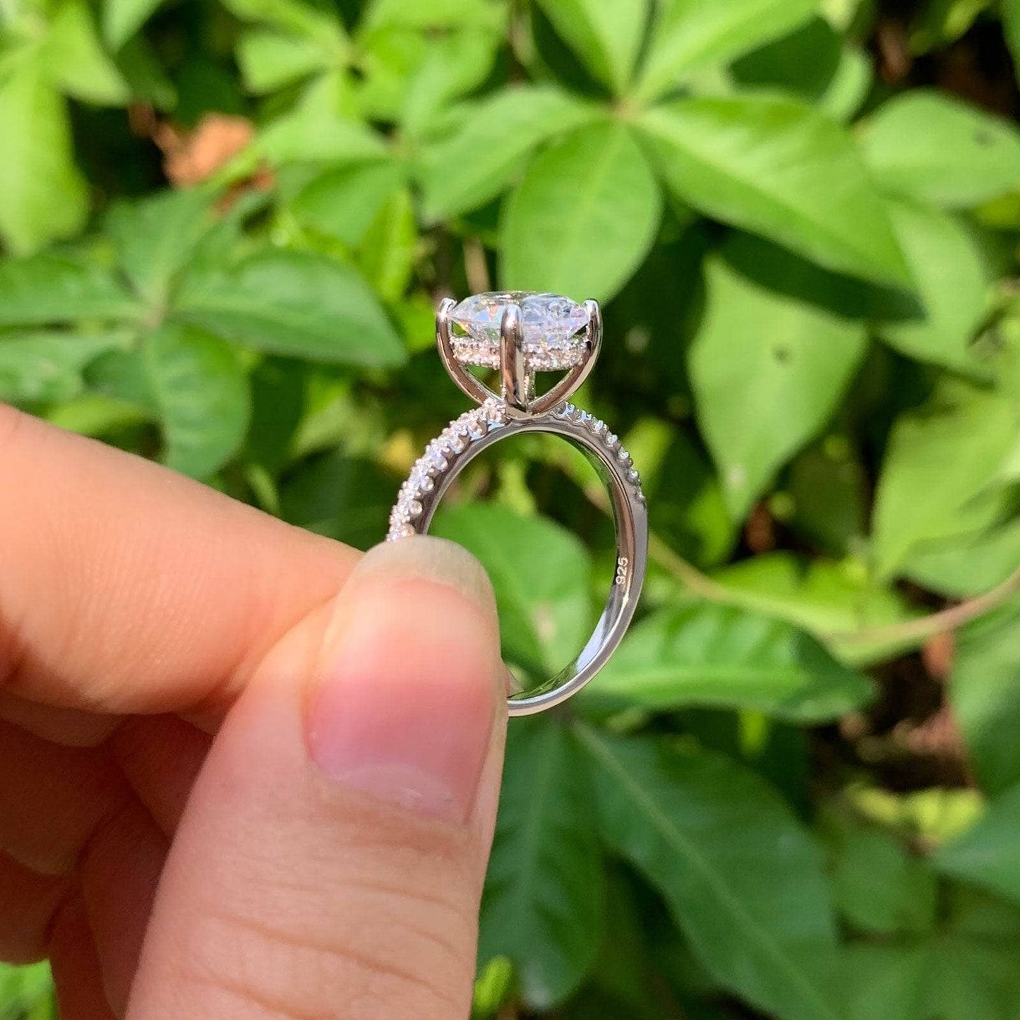 Brilliant Oval Cut Created Diamond Engagement Ring-Black Diamonds New York