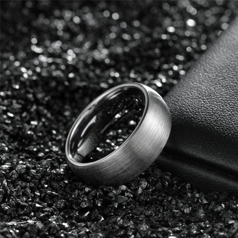 8MM/6MM Tungsten Carbide Classic Domed on sale Black Enamel Brushed Finish Wedding Ring