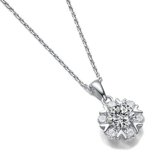 Classic 1.0 Ct Diamond Pendant Snowflake Necklace-Black Diamonds New York