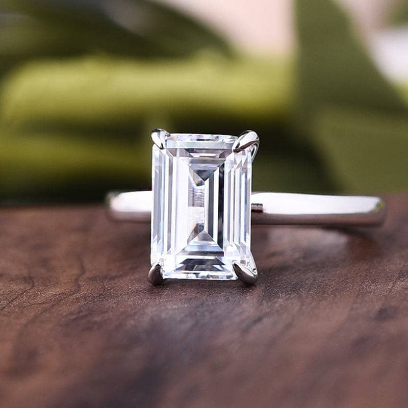 Classic Emerald Cut Solitaire Engagement Ring-Black Diamonds New York