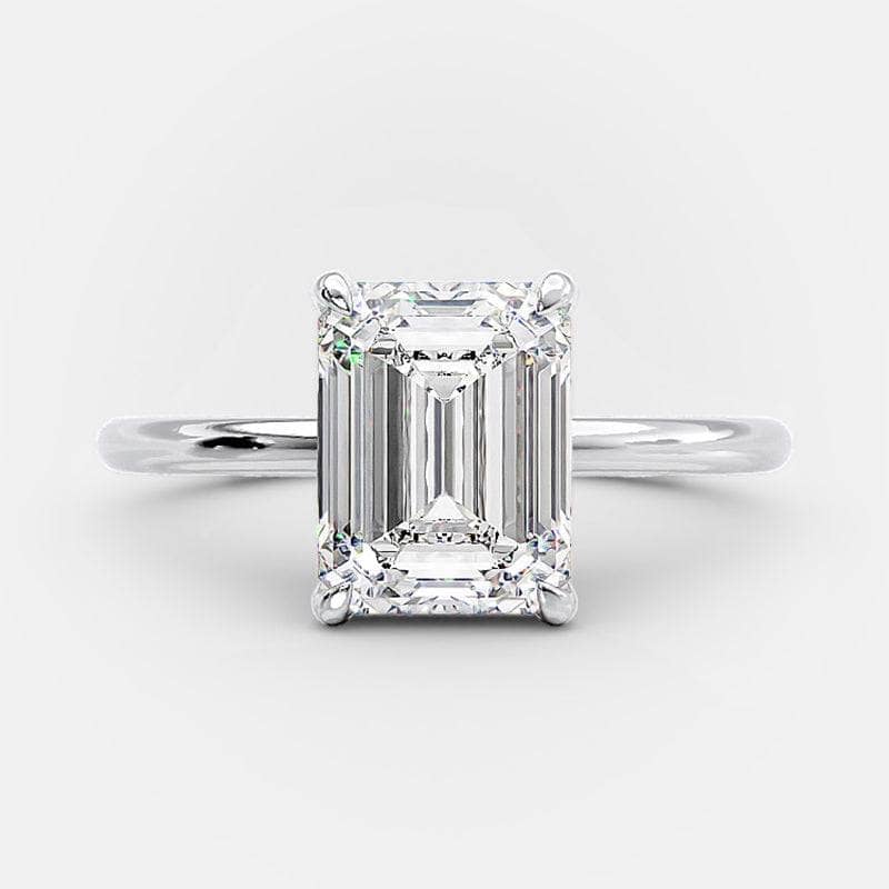 Classic Emerald Cut Solitaire Engagement Ring-Black Diamonds New York