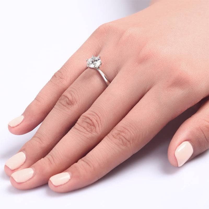 Classic Ring 6 Claws Created Diamond Engagement Ring-Black Diamonds New York